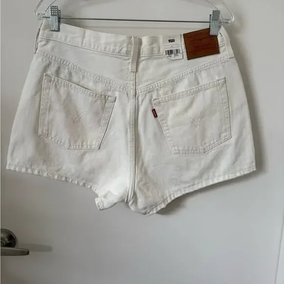 Levi’s 501 Disco Nights White Denim Shorts NWT Sz 33 High Rise - Picture 4 of 8